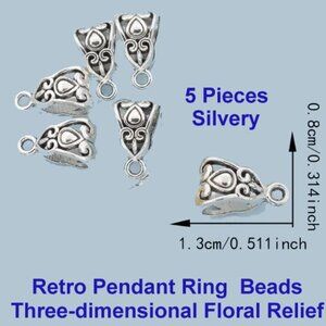 Retro Pendant Ring - Three-dimensional Floral Relief Bail